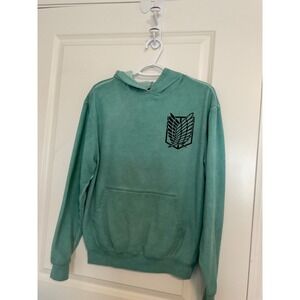 ATTACK ON TITAN Season 3 Hoodie Men's Japanese Anime Aqua Teal size small